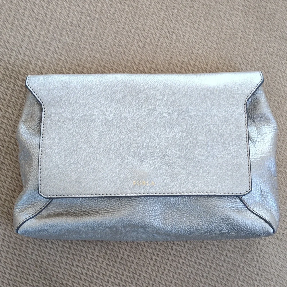 NWOT Furla Metallic Silver Crossbody Bag